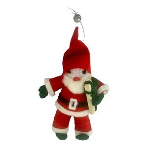 1950's 5” Santa Claus Christmas Ornament Present Styrofoam Felt Kitschy Vintage
